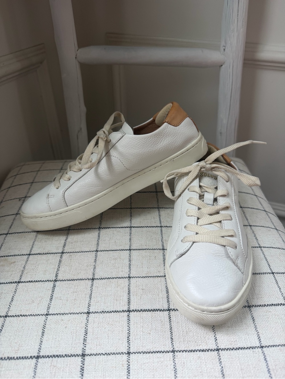 Soludos White Ibiza classic Leather Sneakers